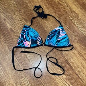 Victoria's Secret Blue and Pink Leaf Bikini Top